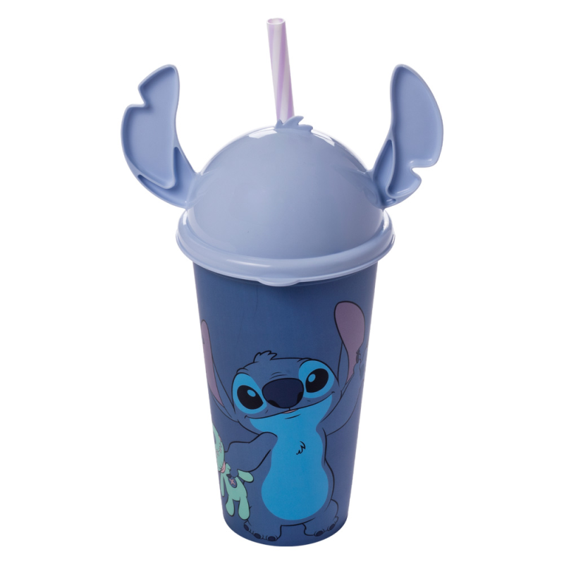 Copo Plástico Stitch C/Tampa Orelha 500Ml 17449 Plasútil Sortido