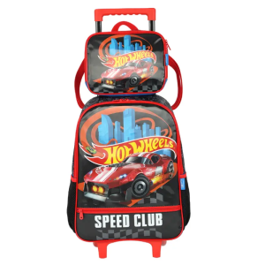 Kit Mochila Carrinho + Lancheira Hot Wheels Preto Ic42582hw