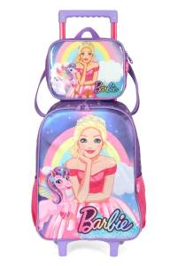 kit Mochila Carrinho Luxcel+Lancheira Barbie Violeta Ic41422bb