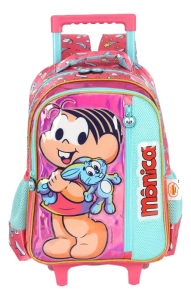 Mochila Carrinho Luxcel Turma Da Monica Rosa IC42492MN