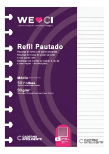 Refil Caderno Inteligente Pautado Grande 90g C/ 50 Folhas