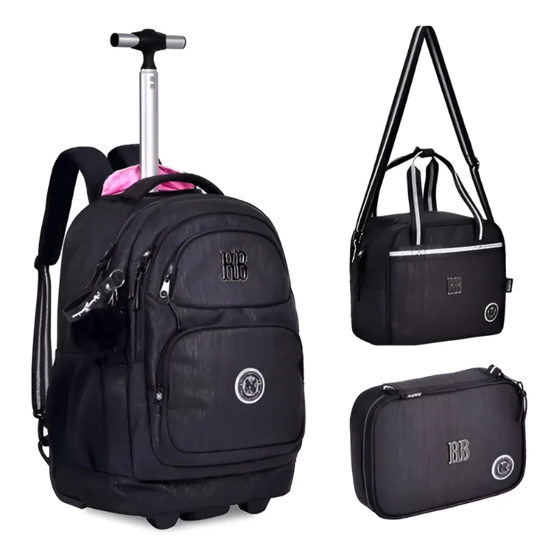 Kit Mochila Carrinho Clio + Lancheira + Estojo Rebecca Bonbon