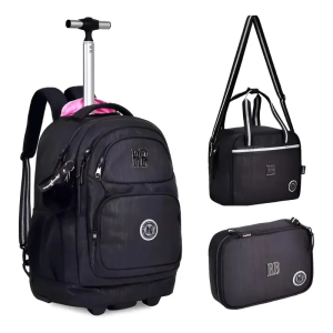 Kit Mochila Carrinho Clio + Lancheira + Estojo Rebecca Bonbon