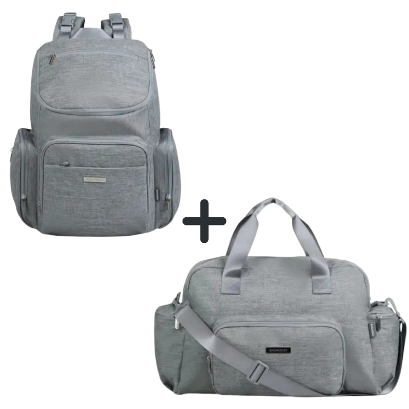 Kit Mochila e Bolsa Maternidade Totti Bagaggio Cinza