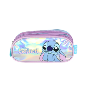 Estojo Feminino Stitch 3 Fechos Azul Luxcel Ei42415sc