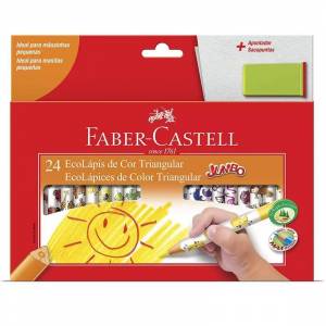 Lapis Cor Faber Castell 24 Cores Jumbo Com Apontador 123024ap