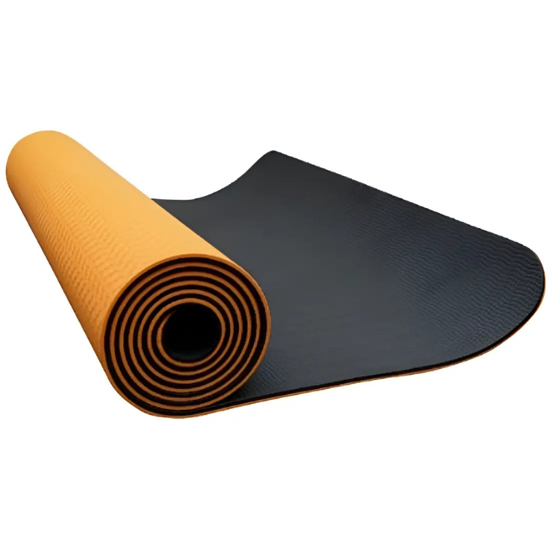 Tapete Dupla Face Yoga 183X61cm 6Mm Preto Com Laranja - Oex