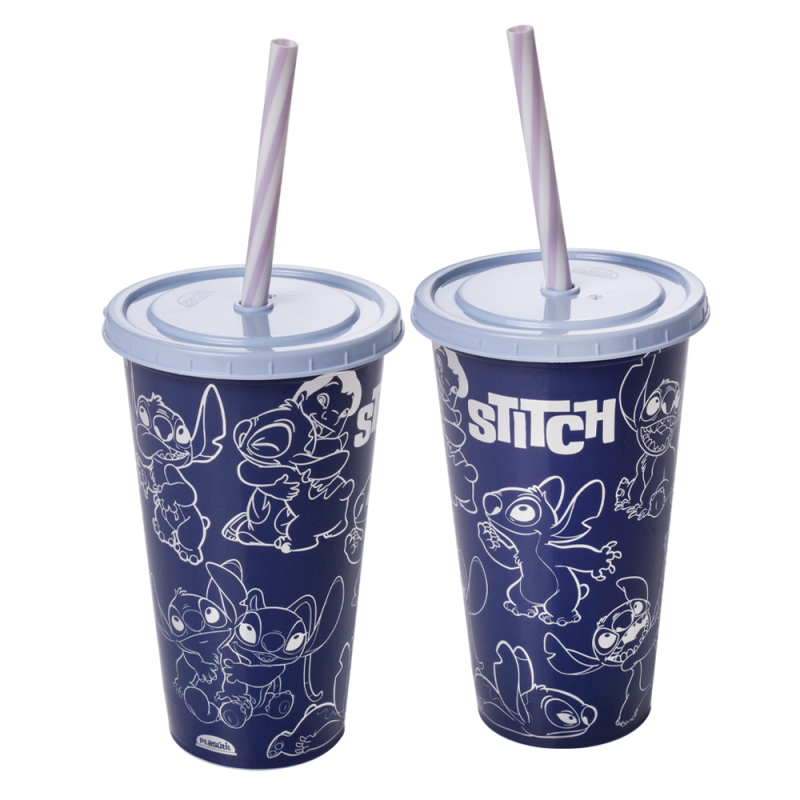 Copo Plástico Stitch C/Tampa Refri 500Ml 15831 Plasútil Sortido
