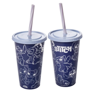 Copo Plástico Stitch C/Tampa Refri 500Ml 15831 Plasútil Sortido