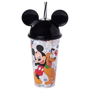 Copo do Mickey com Orelha e Canudo Plastico 500ml Plasutil