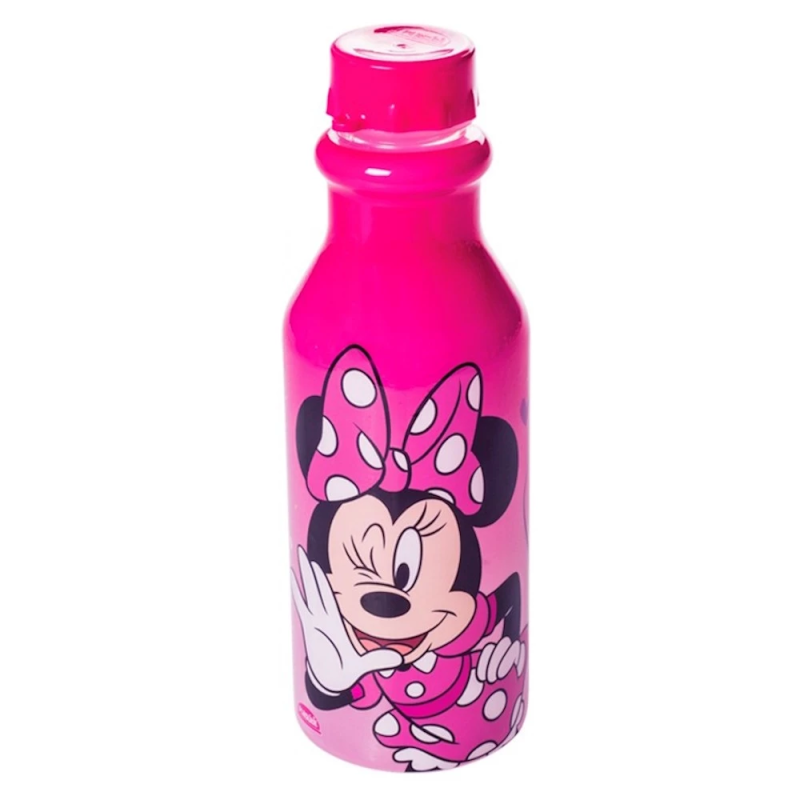 Garrafa de Água Infantil 500ml Escolar Plástico Minnie Retro