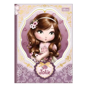 Caderno Capa Dura Colegial Jolie 160 Folhas - Sortido