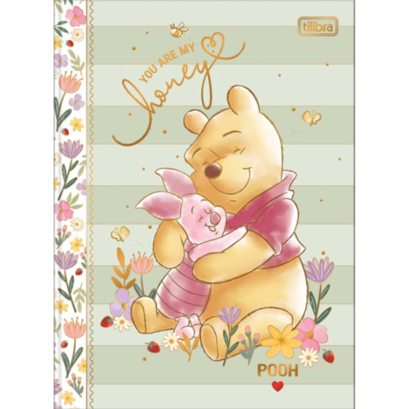 Caderno Capa Dura Colegial Pooh 160 Folhas - Sortido