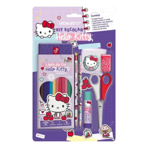 Kit Escolar Hello Kitty C/Lapis De Cor Tesoura