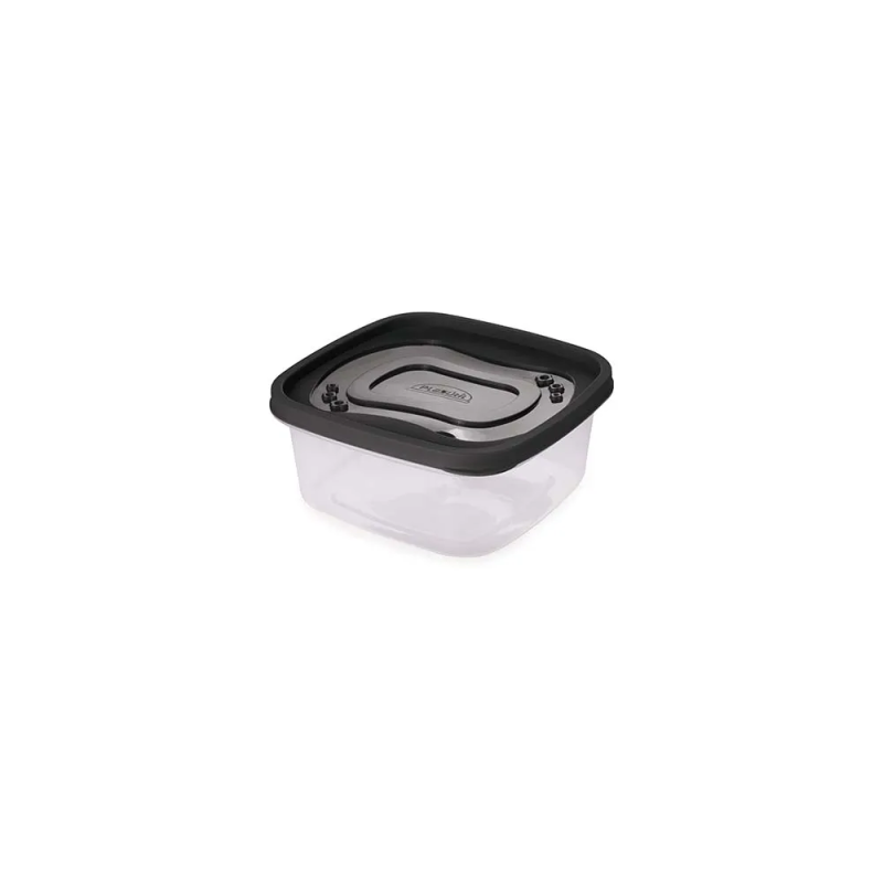 Pote De Plástico Quadrado 580ml Clic Preto - Plasutil