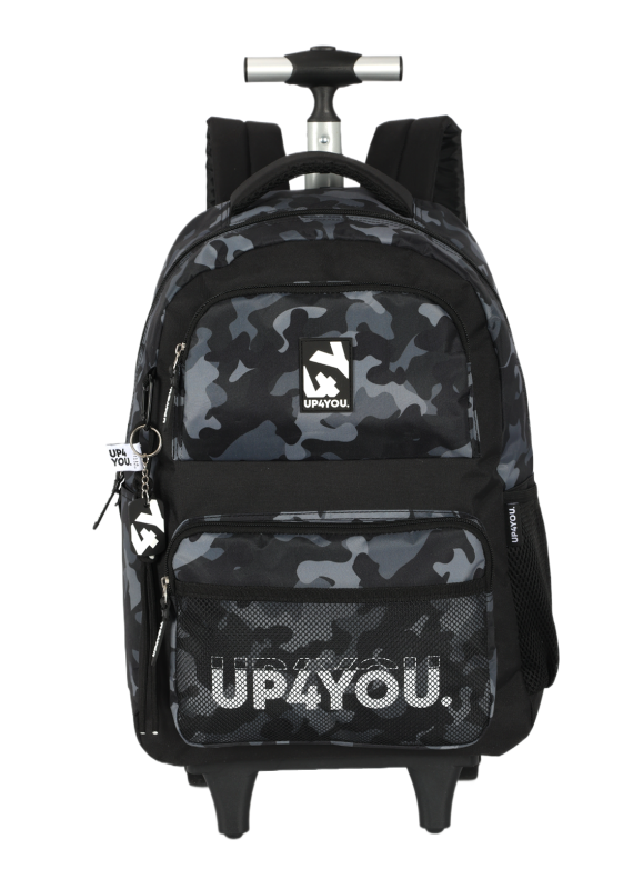 Mochila De Rodinhas Up4you Militar Cinza Escolar Mc49562up