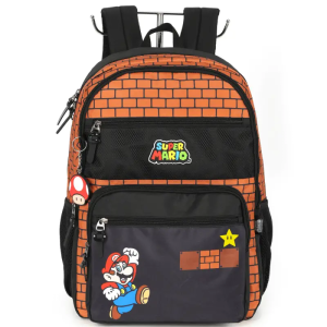 Mochila Escolar Super Mario Notebook Marrom Mj47577mo
