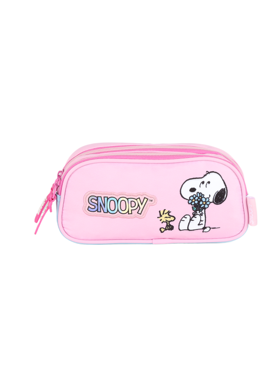 Estojo Feminino Snoopy 2 Fechos Rosa Luxcel ET49730SN