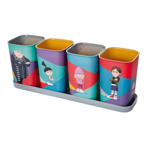 Porta Canetas C/Bandeja Minions 5 peças