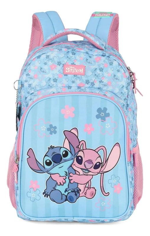 Mochila De Costas Feminina Stitch Rosa Luxcel Ms50101sc