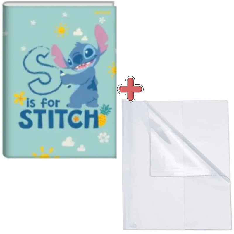 Caderno Capa Dura Brochurão 80 Folhas Stitch + Capa