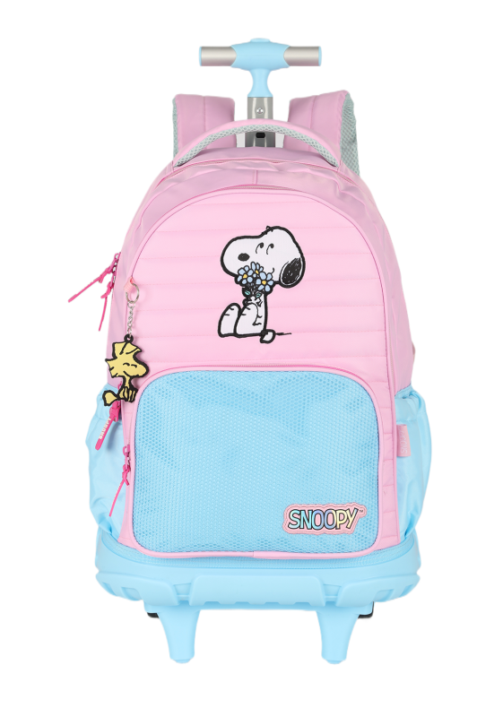 Mochila Carrinho Snoopy Escolar Rosa Mc49720sn