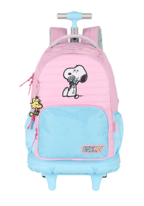 Mochila Carrinho Snoopy Escolar Rosa Mc49720sn