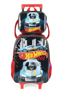 Kit Mochila Carrrinho Lux+Lancheira Hot Wheels Preto Ic41512hw