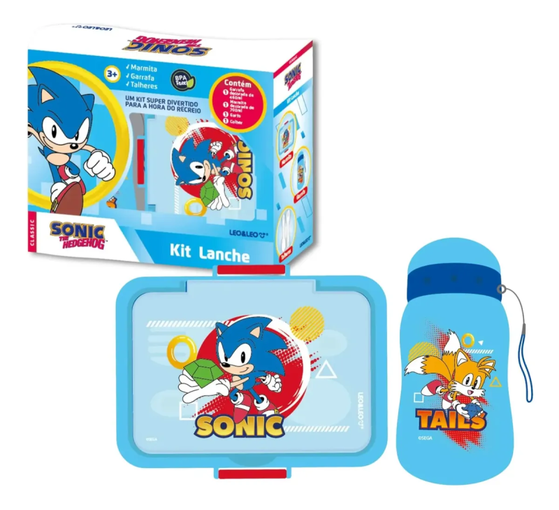 Kit Lanche Sonic Garrafa 460ml + Marmita 700ml Leo & leo