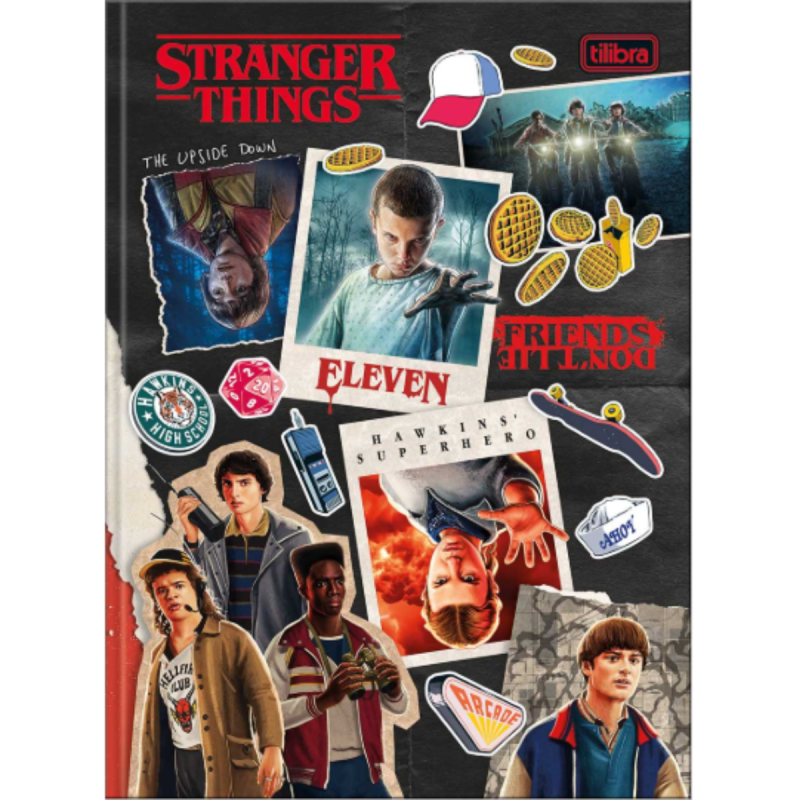 Caderno Capa Dura Colegial Stranger Things 160 Folhas - Sortido