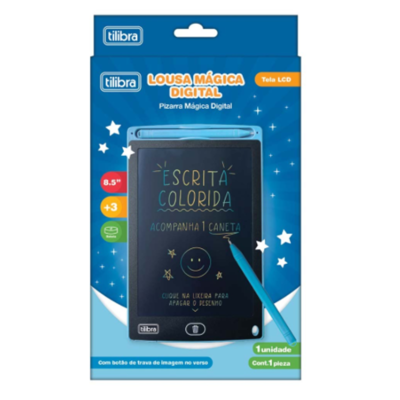 Lousa Mágica Digital 8.5 Polegadas Escrita Colorida Tilibra