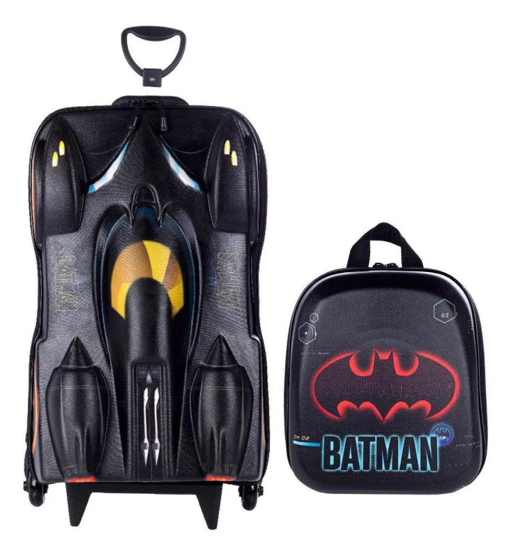 Kit Mochila Carrinho Maxtoy + Lancheira Batman Beware Preto 2805am19