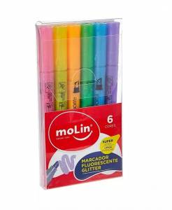 escolar, glitter, marca texto, molin, movidade, promoção