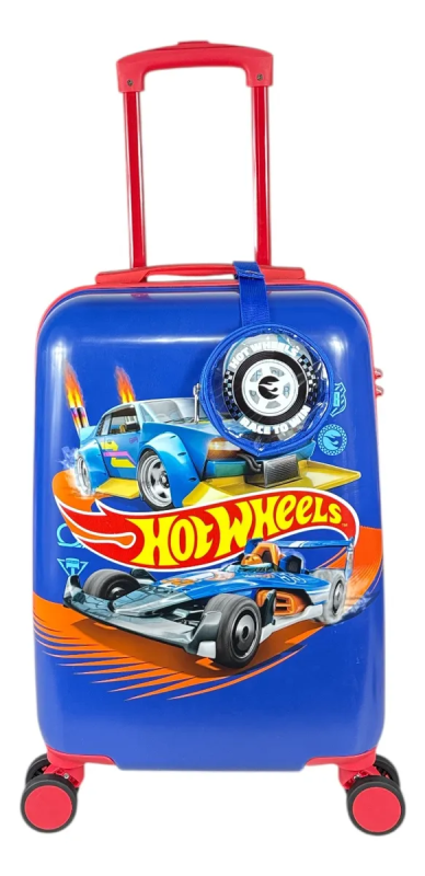 Mala Viagem Pequena Hot Wheels Azul Luxcel MF10527HW