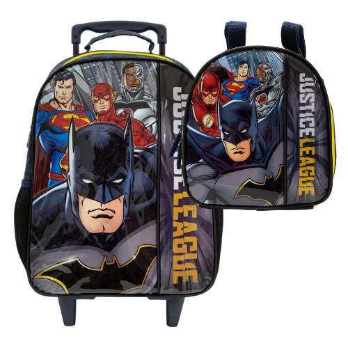 Kit Mochila Carrinho + Lancheira Batman Liga da Justiça R2 9520 Xeryus