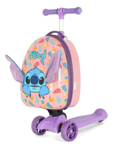 Mala Mochila Infantil Escolar Viagem Patinete Stitch Cor Violeta
