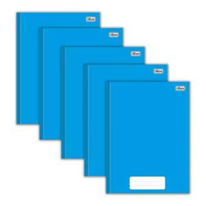 Kit 5 Cadernos Brochurão Capa Dura 80 Folhas Liso Azul Pepper Tilibra